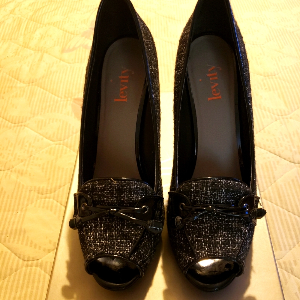 Black Open Toe Pumps Heels